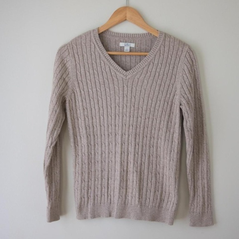Croft & Barrow‎ Cable-Knit V-Neck Sweater